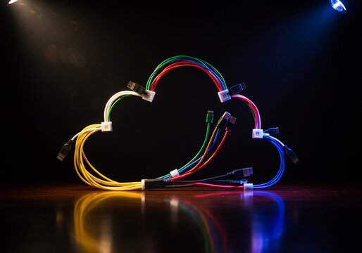 Colorful Cables Forming Heart Shape Under Studio Lighting