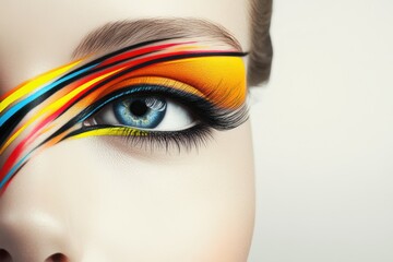 Creative graphic layouts showcasing colorful eye makeup techniques for advertising purposes