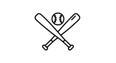 Baseball Bats And Ball Icon Line Art