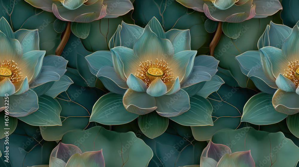 Aufkleber beautiful lotus flowers with intricate details and soft colors create serene and calming pattern. de