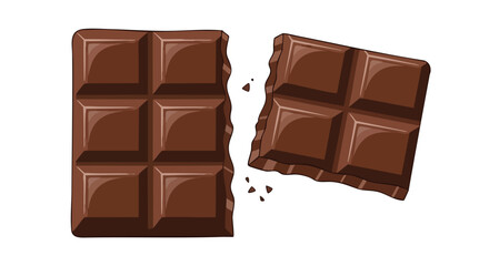 Fototapeta premium Irresistible temptation of breaking a bar of delectable milk chocolate with tantalizing fragments scattered around promising a sweet and indulgent