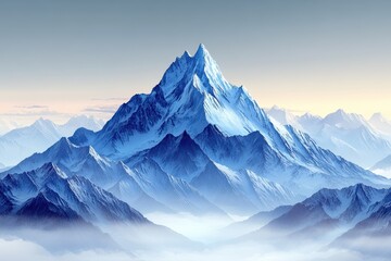 Fototapeta premium Eye-catching mountain landscape displaying majestic peaks and serene surroundings at dawn