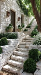 Obraz premium Exterior stone steps and landscaping