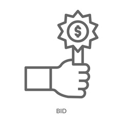 Bid Icon Line Style. Design Vector Illustration