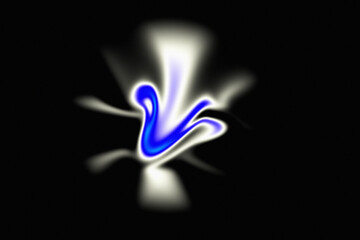 Abstract glowing blue and white swirl with light rays emanating on a dark canvas