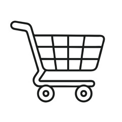 Shopping cart, black and white vector