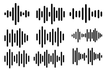 Set of music, dound waves icon