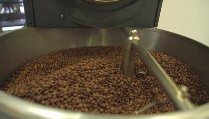 Coffee beans in a roaster