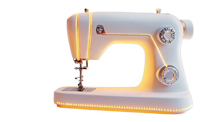 Illuminated white sewing machine
