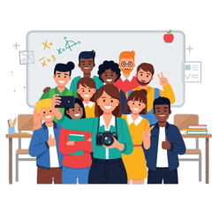 Students Taking Photo with Teacher