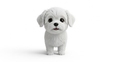 Obraz premium Adorable Maltese Puppy Dog Standing and Looking at Camera on an Isolated transparent background