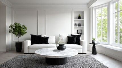 Minimalist interior design with geometric patterns and sleek lines