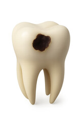 3D medical illustration of human tooth with cavity, realistic dental decay model for healthcare education.