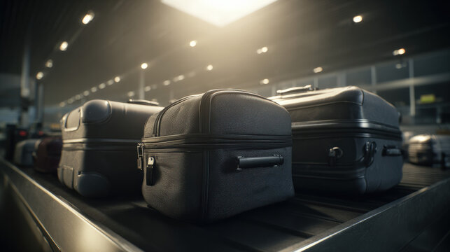 dual conveyor belts showing accepted vs rejected luggage iconography informational style no words illustration concept scene visual for commercial design use high detail quality stock image