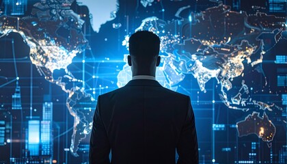 Global strategy and business intelligence a leader contemplating interconnected network