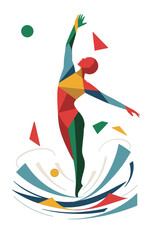 Nuotatrice Artistica Geometrica Astratta - Design Sportivo Moderno con Forme Colorate