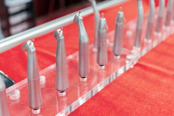Several dental tips stand in a row.