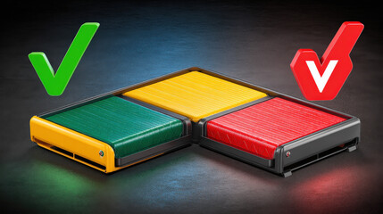 dual conveyor belts showing accepted vs rejected luggage iconography informational style no words illustration concept scene visual for commercial design use high detail quality stock image