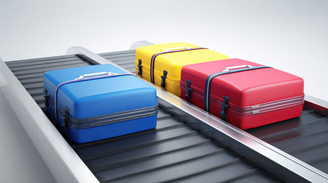 dual conveyor belts showing accepted vs rejected luggage iconography informational style no words illustration concept scene visual for commercial design use high detail quality stock image