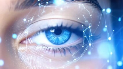 Futuristic eye biometric security scan, digital connection around the eye, modern science innovation - Powered by Adobe