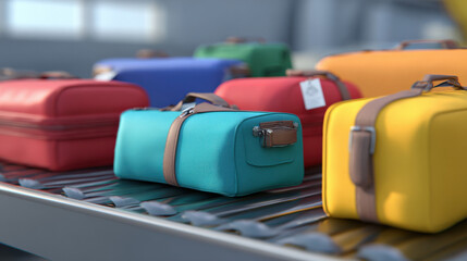 dual conveyor belts showing accepted vs rejected luggage iconography informational style no words illustration concept scene visual for commercial design use high detail quality stock image