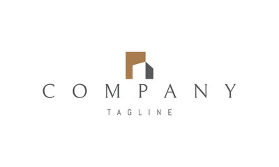 A vector logo featuring an abstract image minimal house walls in white space style, symbolizing purity, clarity, and modern living.