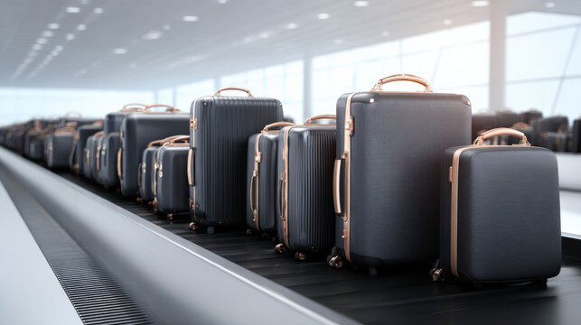 dual conveyor belts showing accepted vs rejected luggage iconography informational style no words illustration concept scene visual for commercial design use high detail quality stock image