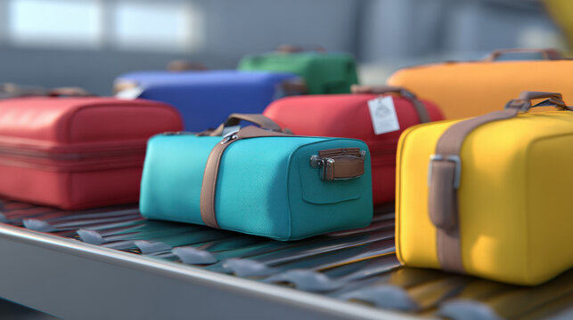 dual conveyor belts showing accepted vs rejected luggage iconography informational style no words illustration concept scene visual for commercial design use high detail quality stock image