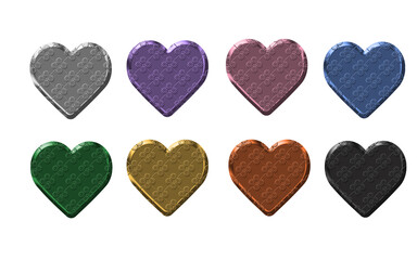 3D Metallic Pin Icon Set for Hearts and Apps &ndash; Elegant Decorative Design on Transparent background