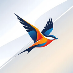 Fototapeta premium Stylized colorful bird in flight, vector illustration.