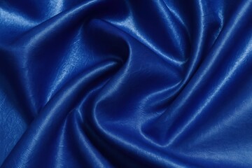 Fototapeta premium Blue taffeta fabric close-up with crisp shiny surface