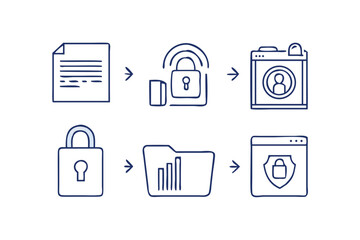 Vector art of data protection and security concept with document and lock