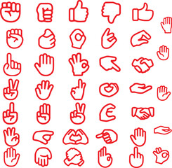 Hand Gesture Icons Set - Vector Graphics