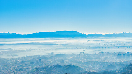 
Rio de Janeiro, Brazil - May 20, 2025: View to the lagoon from Christ the Redeemer statue in Corcovado Mountain, Rio. de Janeiro, Brazil. With beautiful blue skies during winter. 