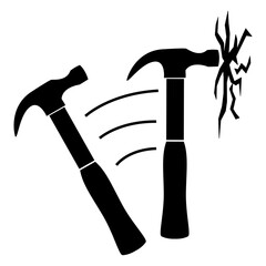 vector of a hammer breaking a wall