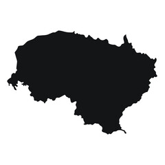 Solid black silhouette map of lithuania on white background