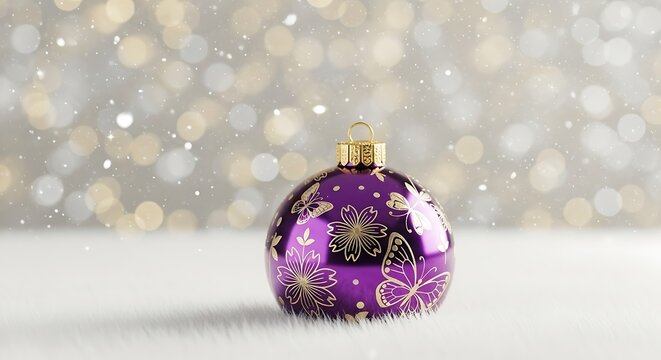 Purple Christmas Ornament with Gold Details.