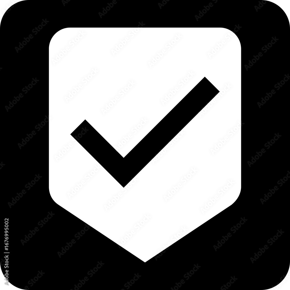 Poster map location pin marker with a checkmark inside