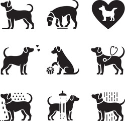 Fototapeta premium Everyday Dog Life and Pet Care Icons Collection