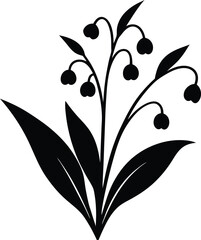 lily of the valley with curving stems vector illustration