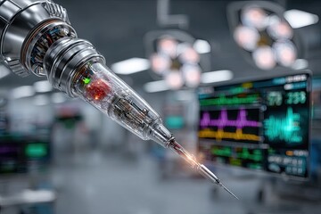 Futuristic robotic medical injection in sterile operating room