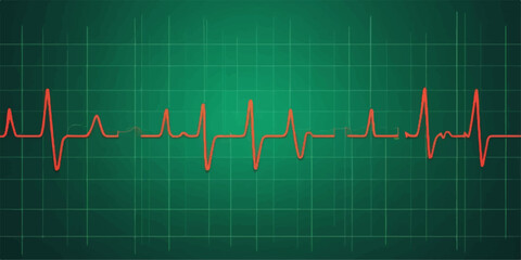 Medical graph showing a pulsing heart on an EKG monitor, a line chart illustrating a continuous heartbeat