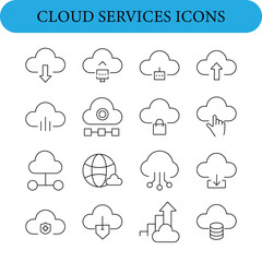 Collection of cloud service icons representing various functions