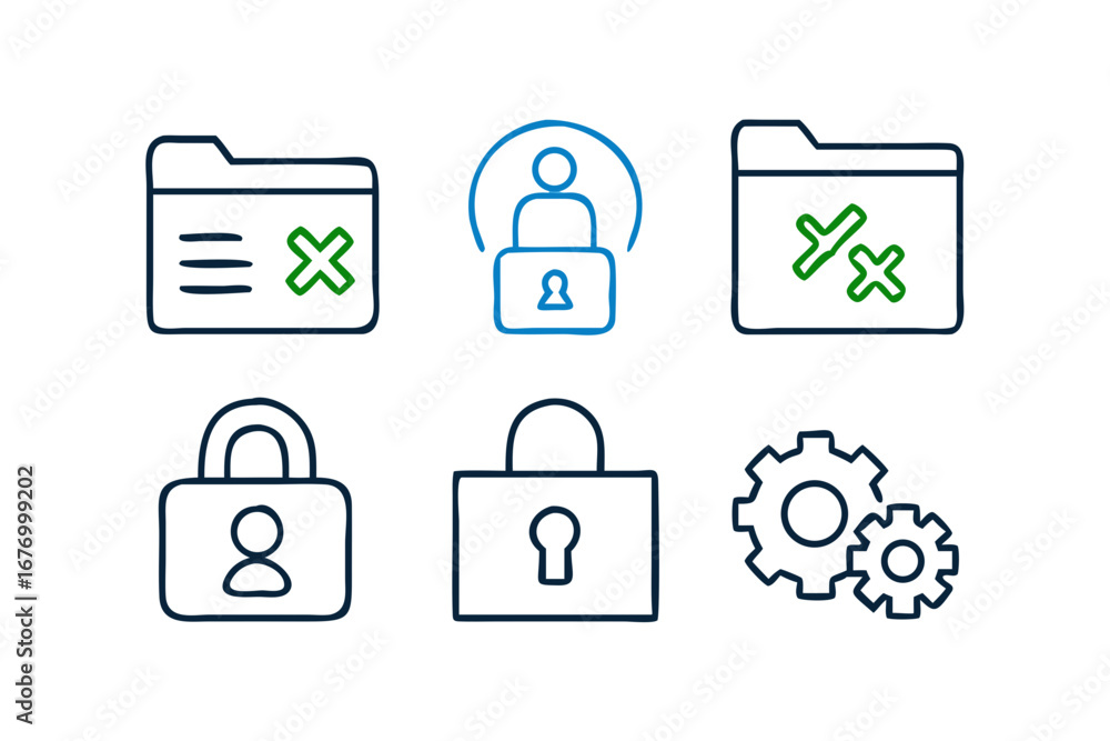 Poster vector art of collection of security and setting icons