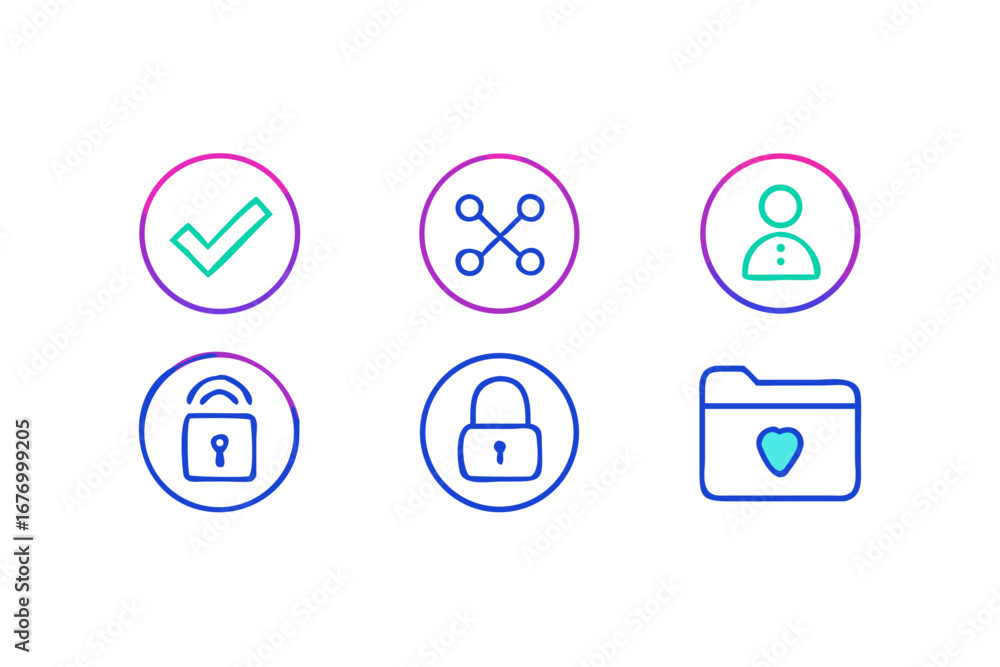 Aufkleber vector art of collection of security and user icons