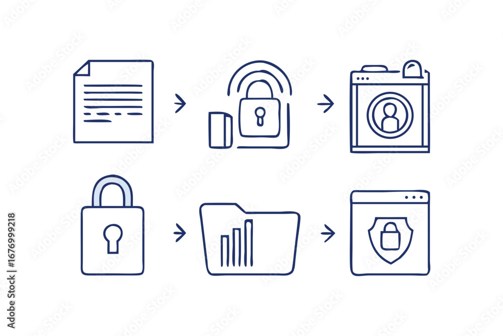 Poster vector art of data protection and security concept with document and lock