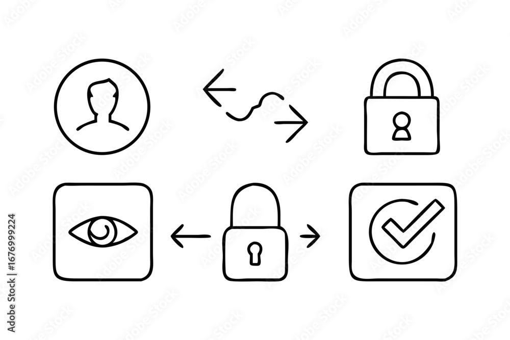 Poster vector art of data protection and security concept with user and lock