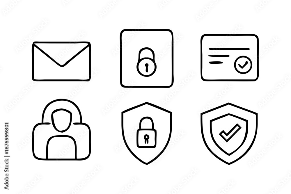 Poster vector art of set of security icons in vector format