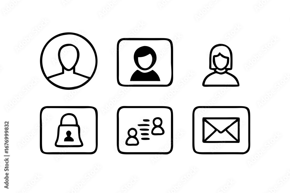 Aufkleber vector art of set of user account and security icons