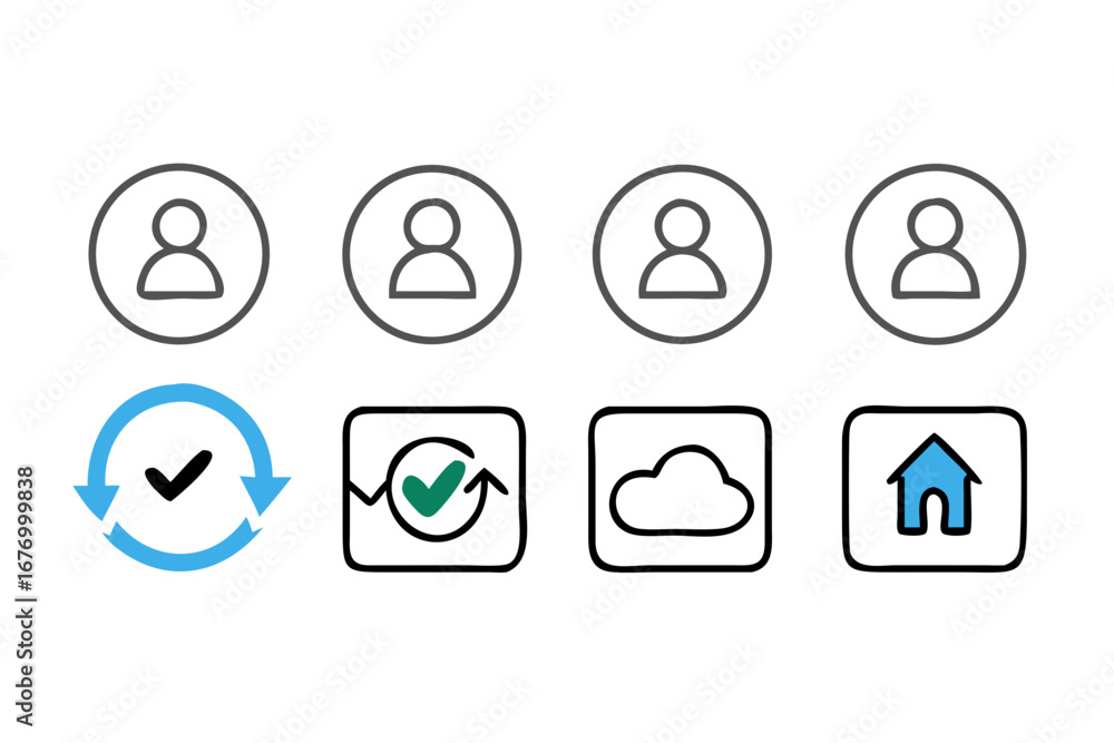 Poster vector art of set of user and cloud icons